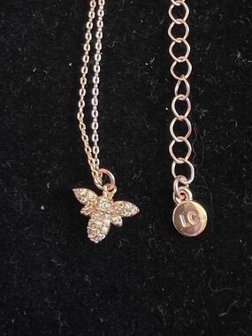 LC Lauren Conrad Rose Gold Pave Bee Pendant Necklace with Crystal Accents